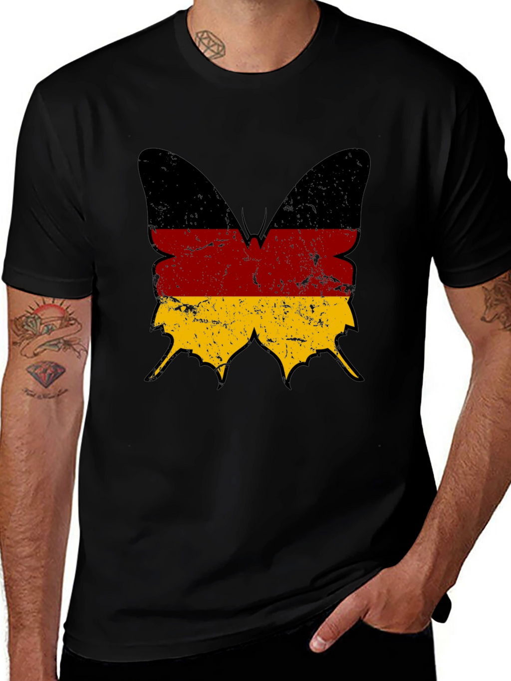 German Flag Butterfly Graphic T-Shirt