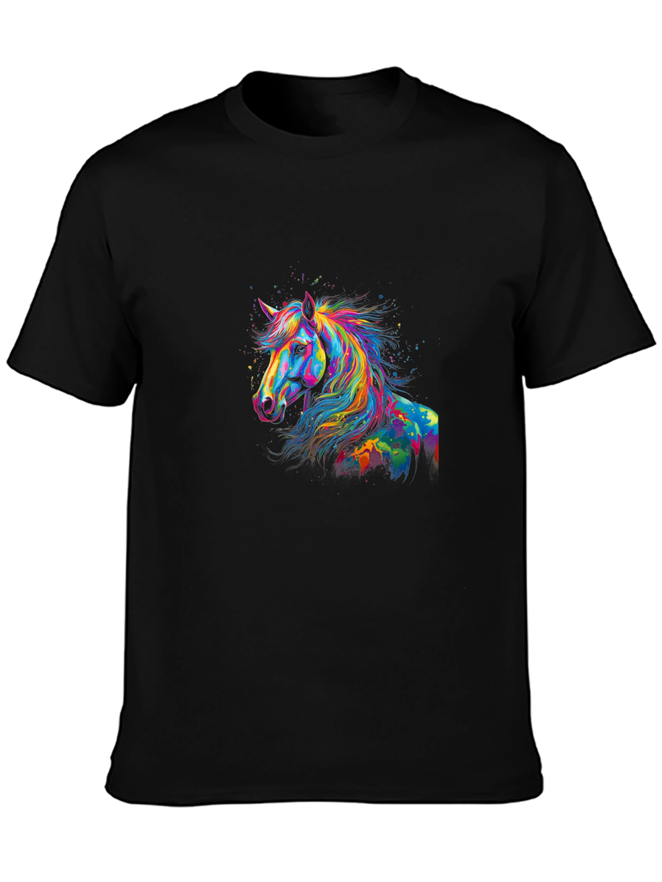Rainbow Horse Graphic Black T-Shirt