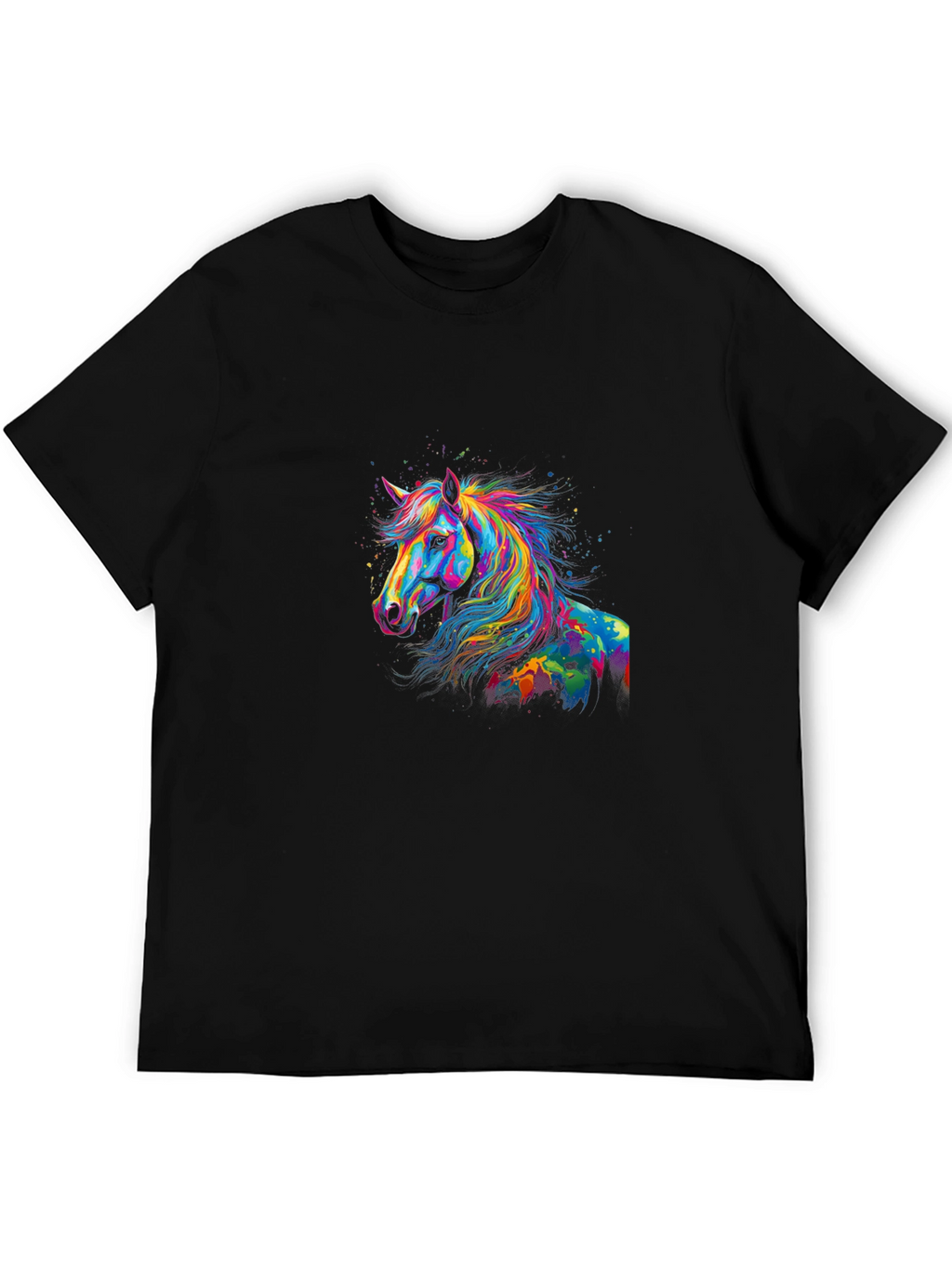Rainbow Horse Graphic Black T-Shirt