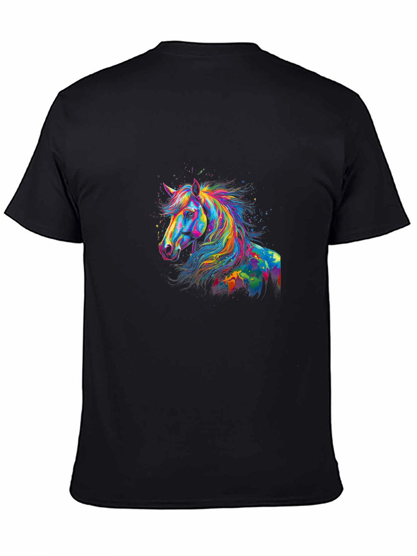 Rainbow Horse Graphic Black T-Shirt
