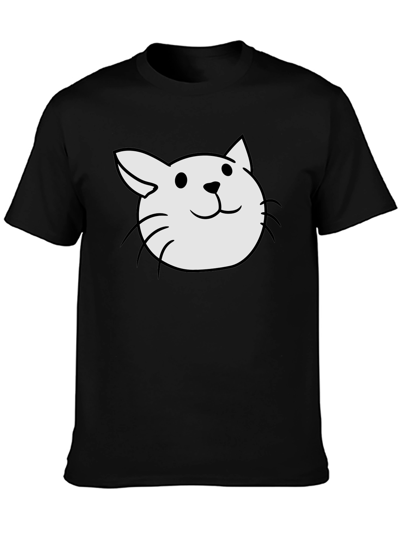 Cute Cat Tee - Black Cotton Blend T-Shirt