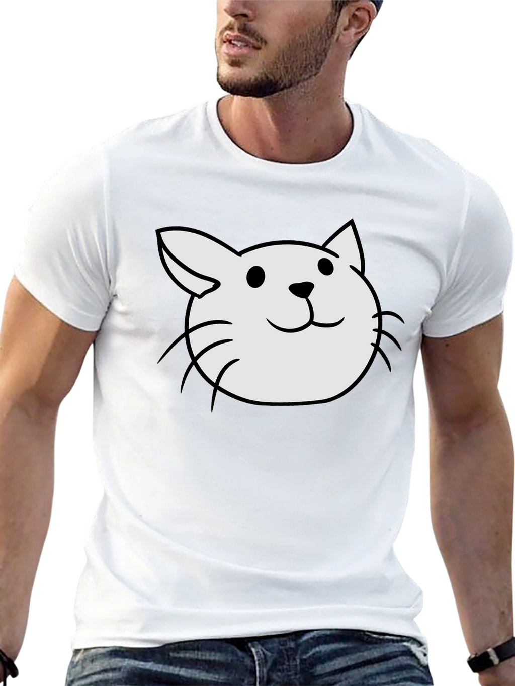 Cute Cat Tee - Black Cotton Blend T-Shirt