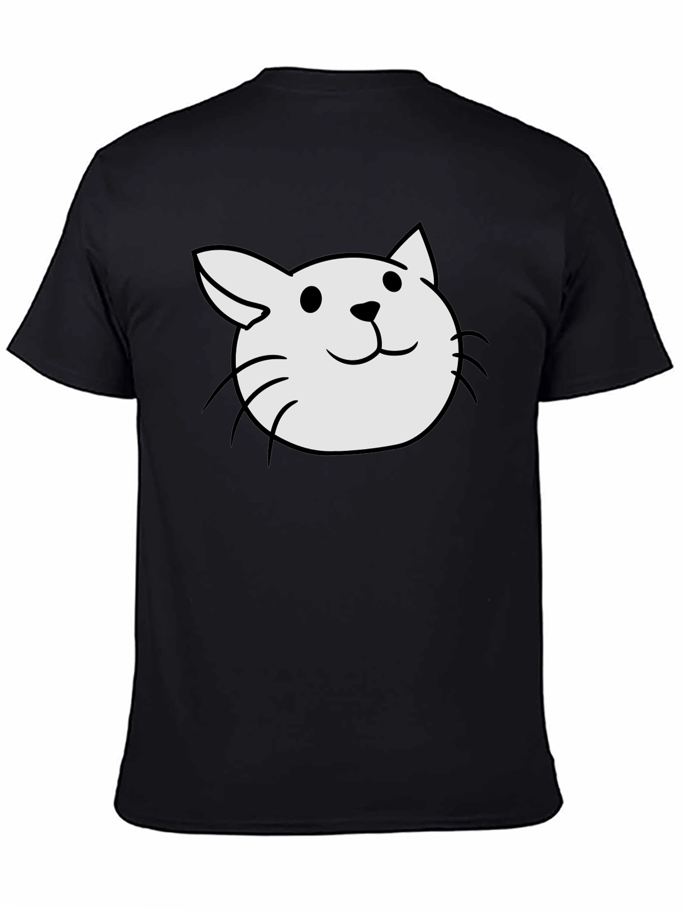 Cute Cat Tee - Black Cotton Blend T-Shirt