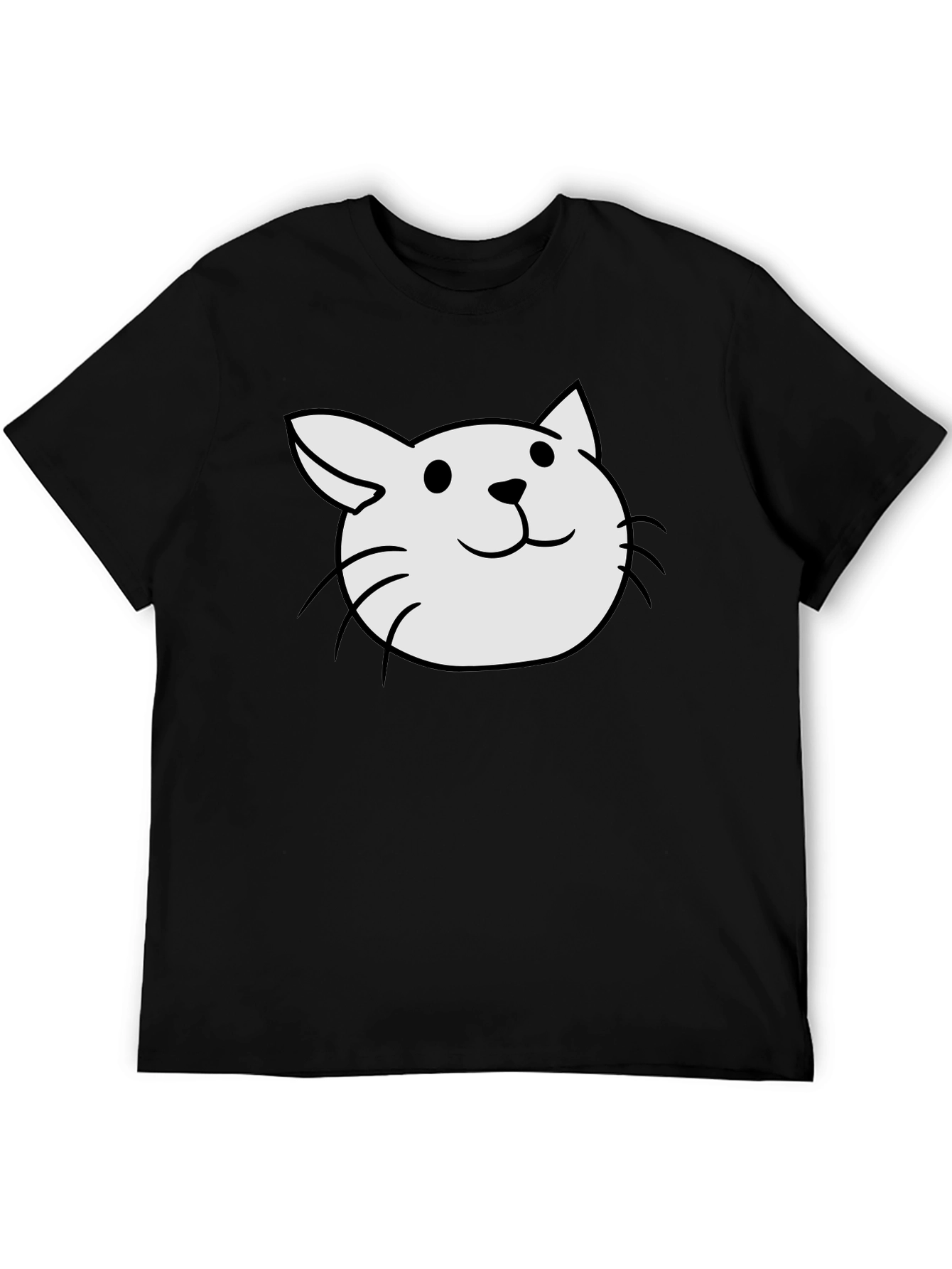 Cute Cat Tee - Black Cotton Blend T-Shirt