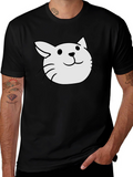 Cute Cat Tee - Black Cotton Blend T-Shirt