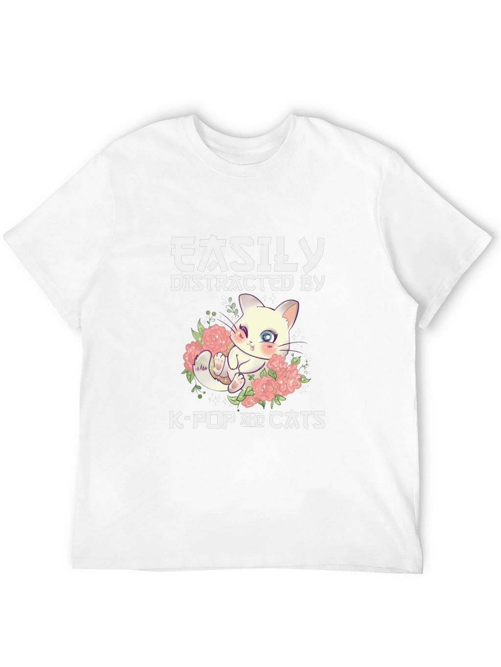 Easily Distracted By K-Pop & Cats Black T-Shirt