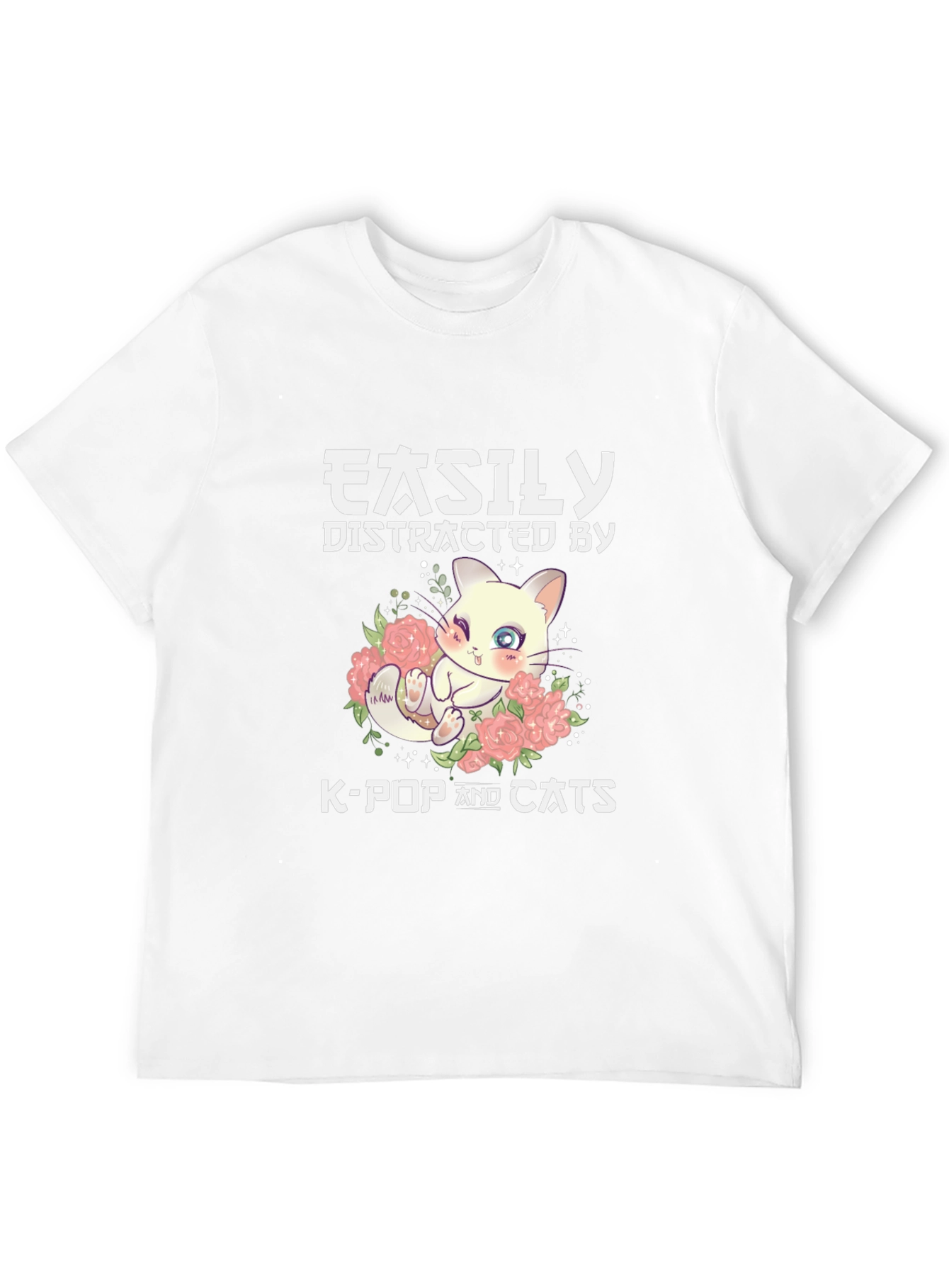 Easily Distracted By K-Pop & Cats Black T-Shirt