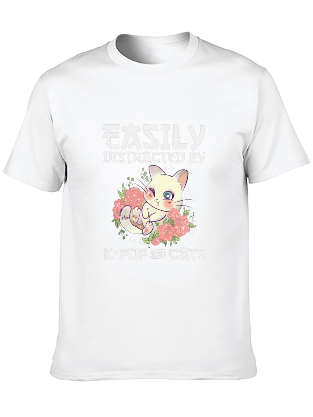Easily Distracted By K-Pop & Cats Black T-Shirt
