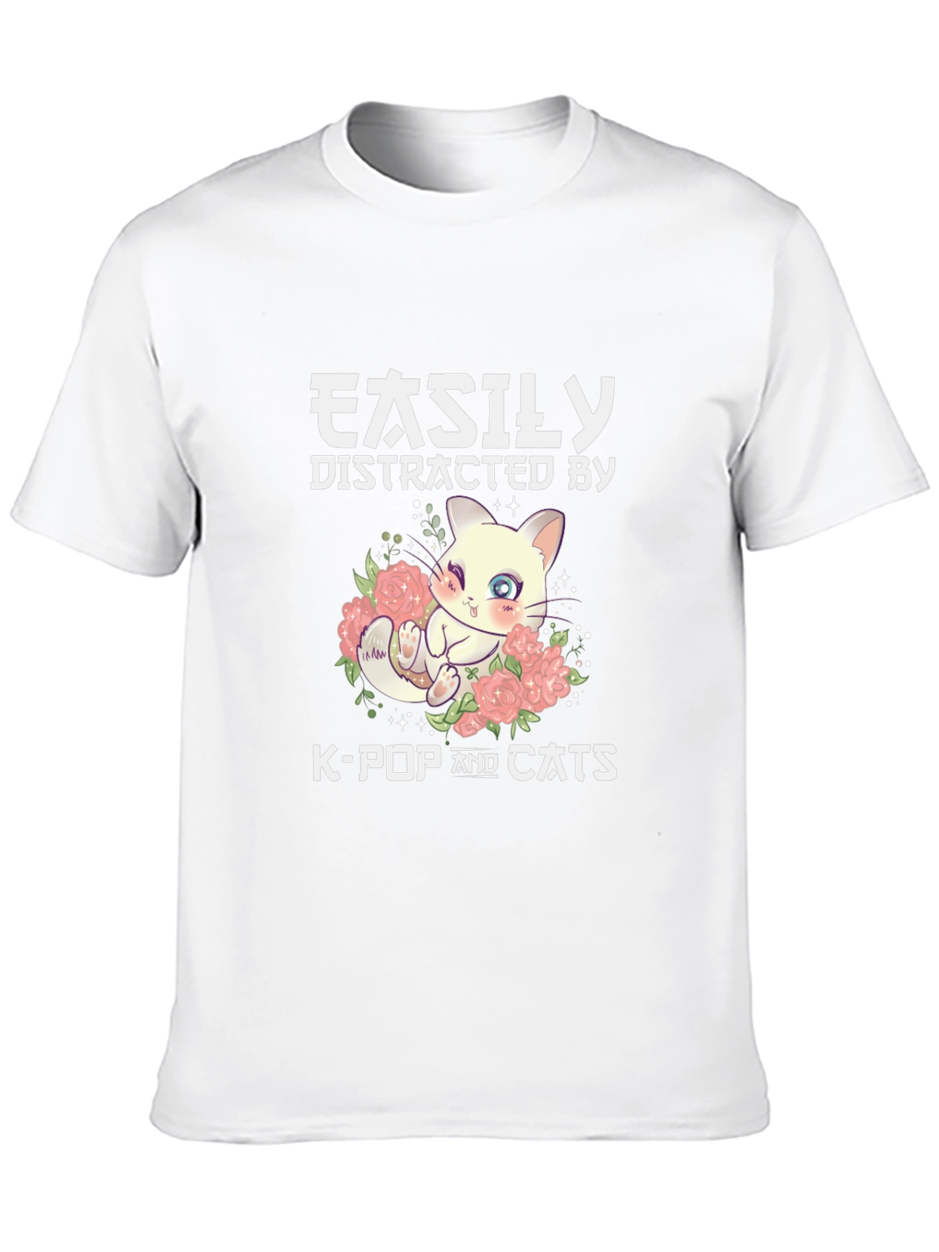 Easily Distracted By K-Pop & Cats Black T-Shirt