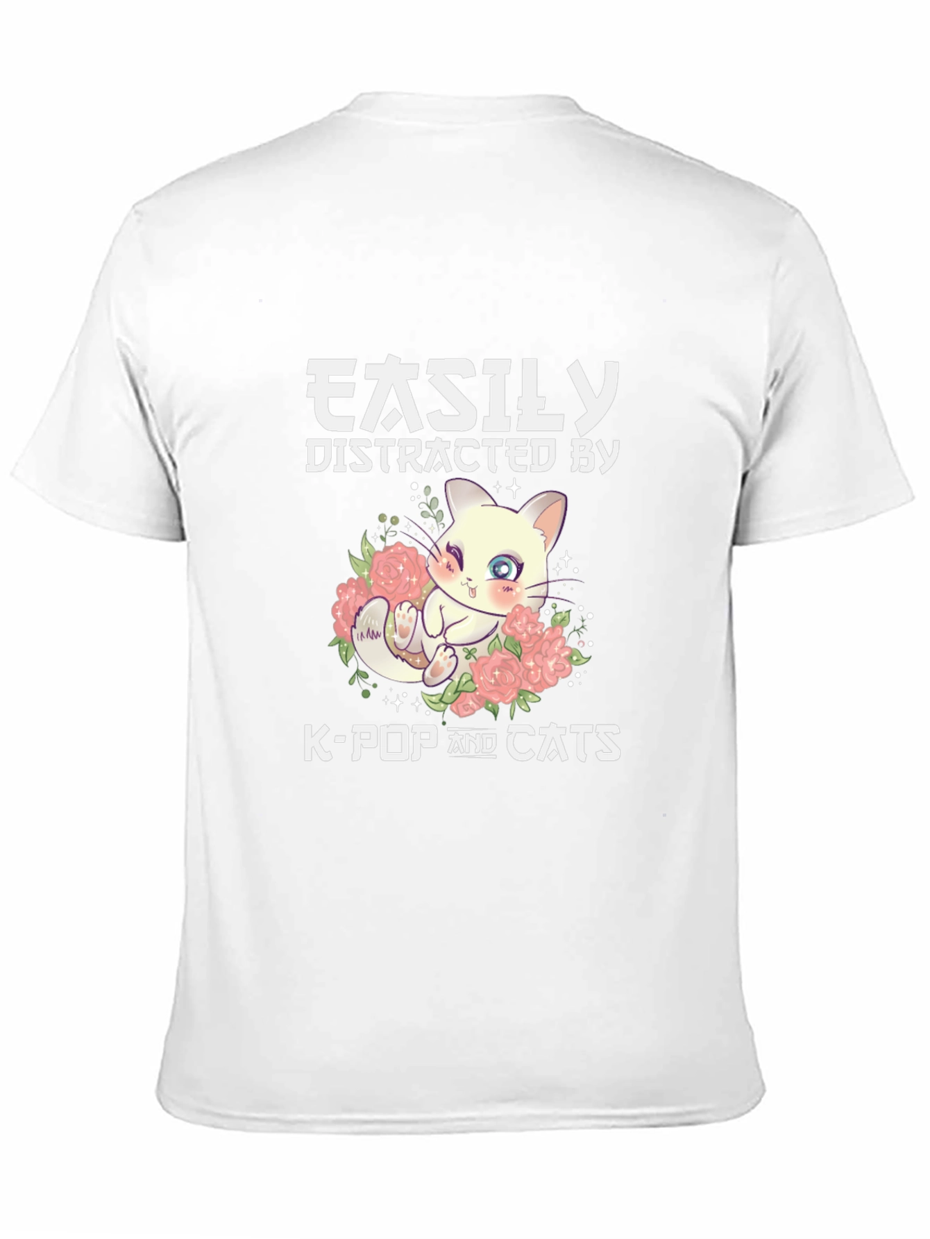 Easily Distracted By K-Pop & Cats Black T-Shirt
