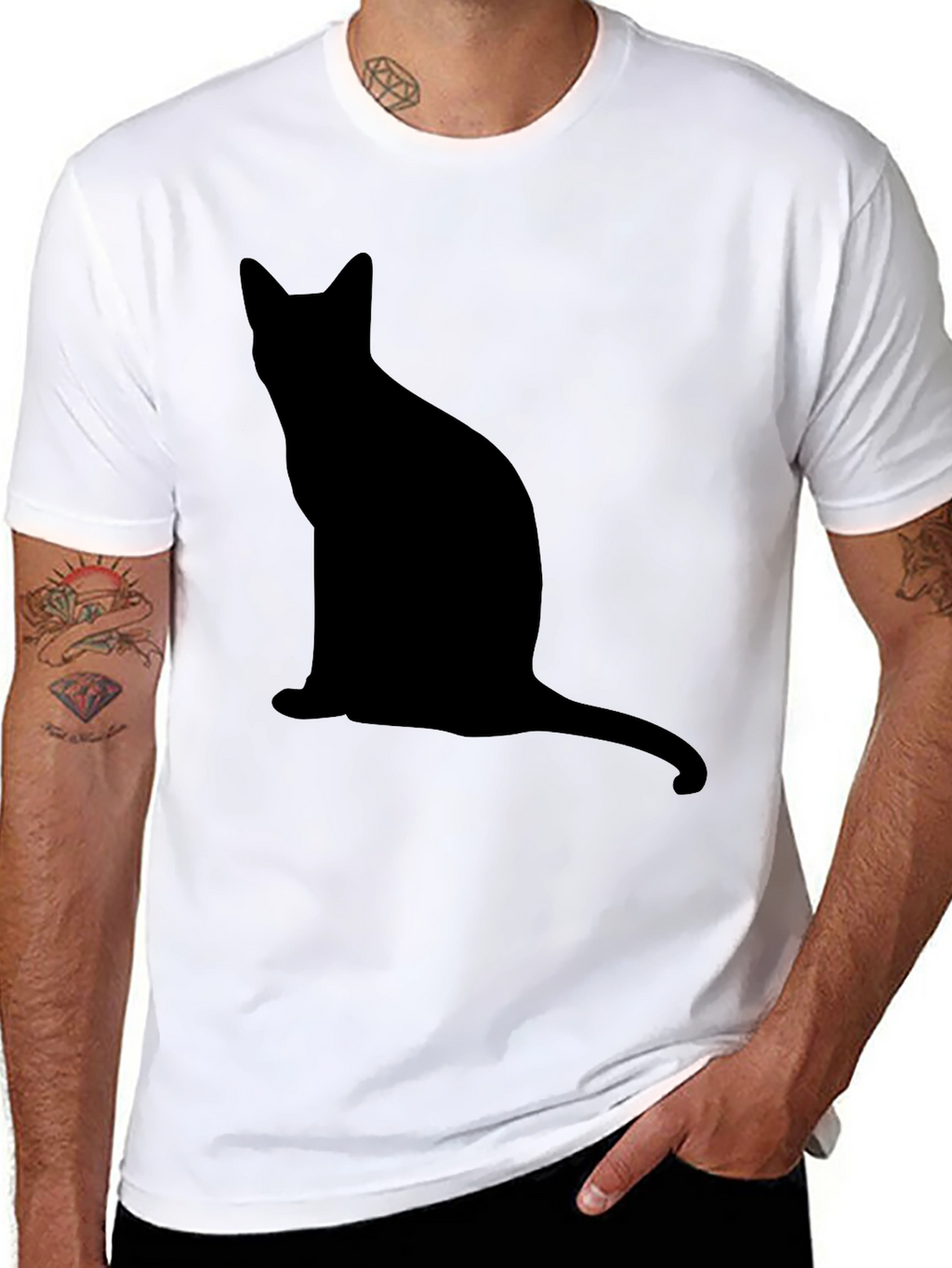 Cool Black Cat Silhouette Graphic T-Shirt
