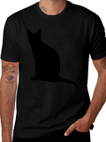 Cool Black Cat Silhouette Graphic T-Shirt