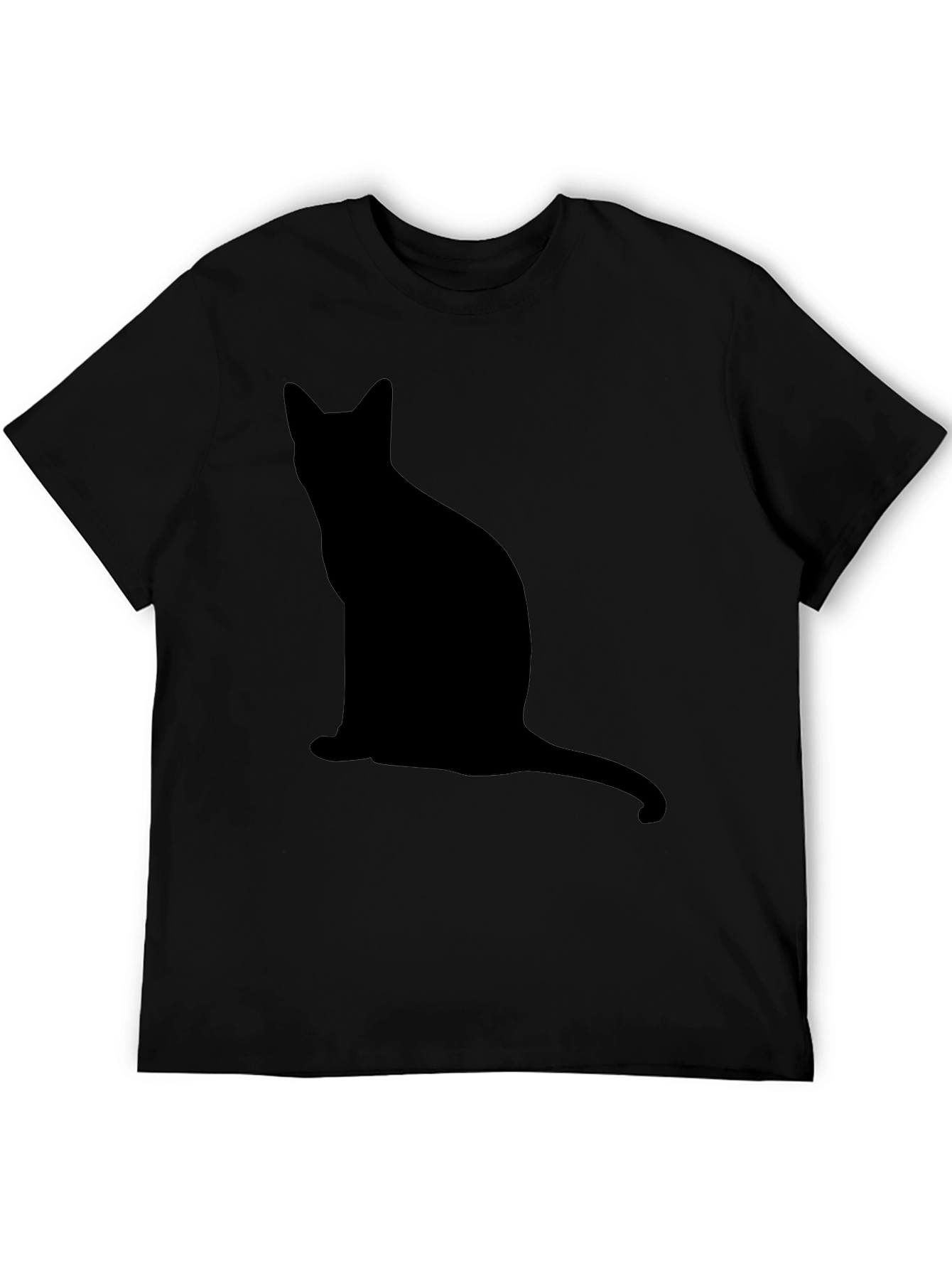 Cool Black Cat Silhouette Graphic T-Shirt