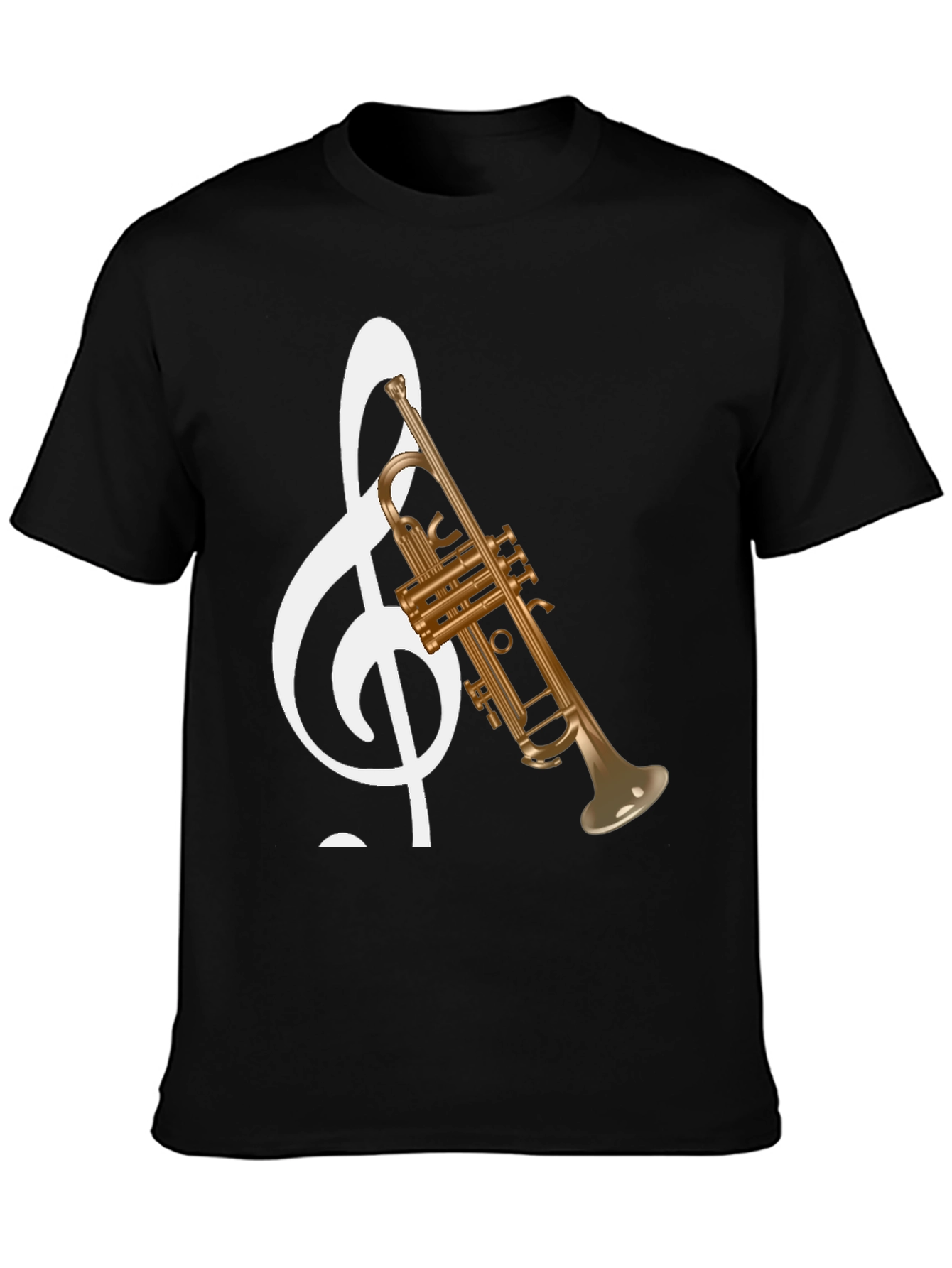 Musical Note Trumpet Graphic Tee - Black