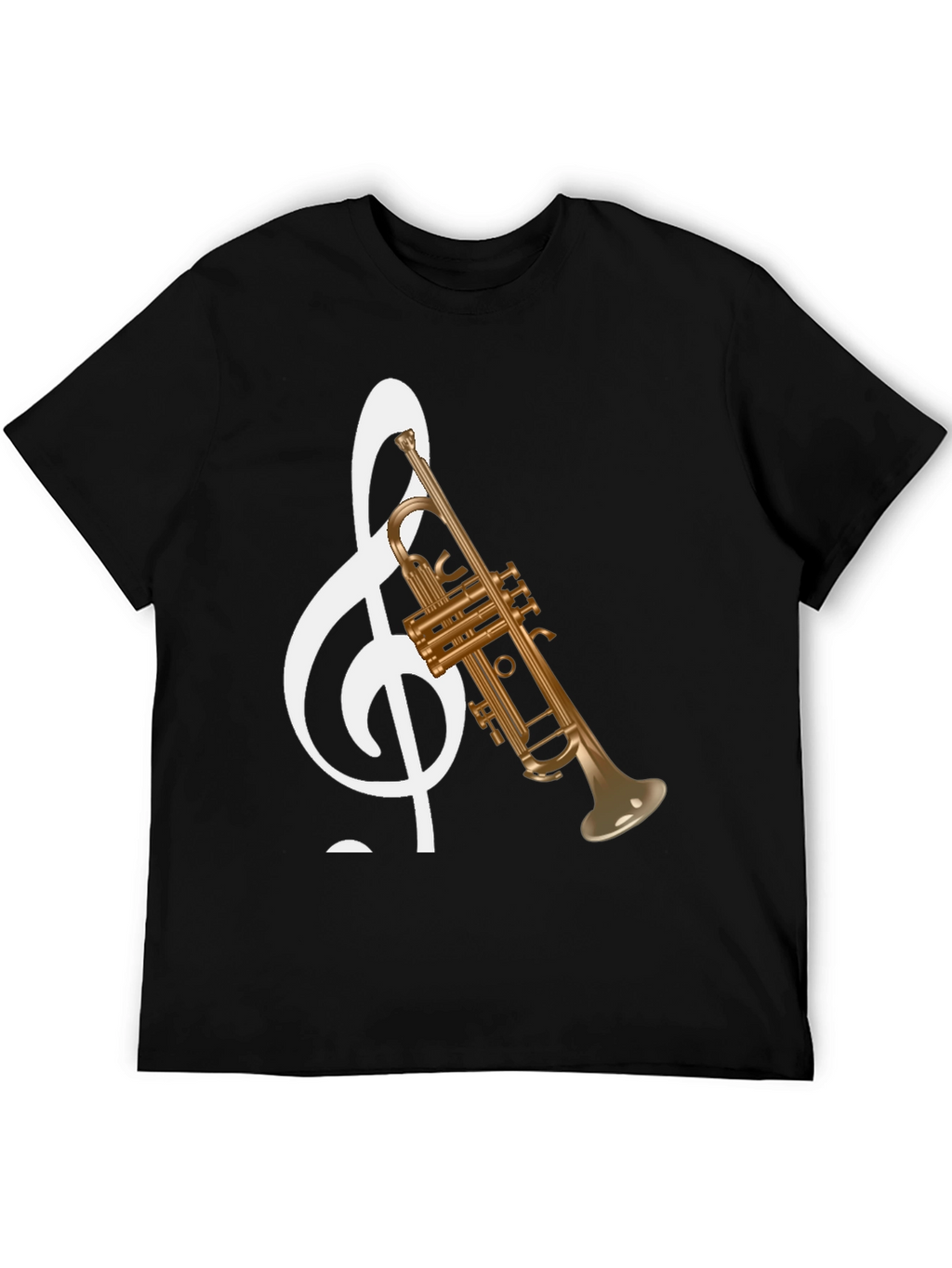 Musical Note Trumpet Graphic Tee - Black