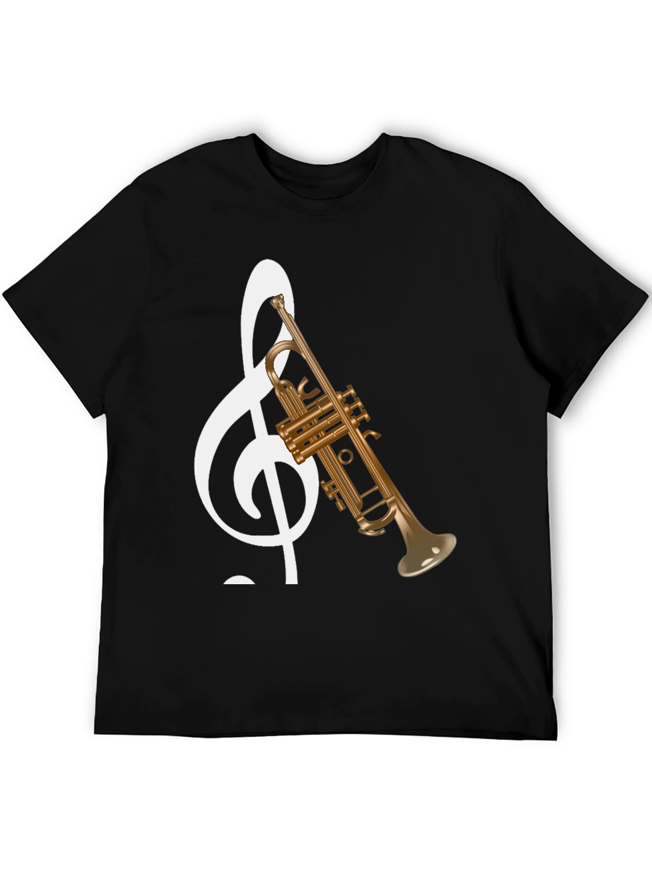 Musical Note Trumpet Graphic Tee - Black