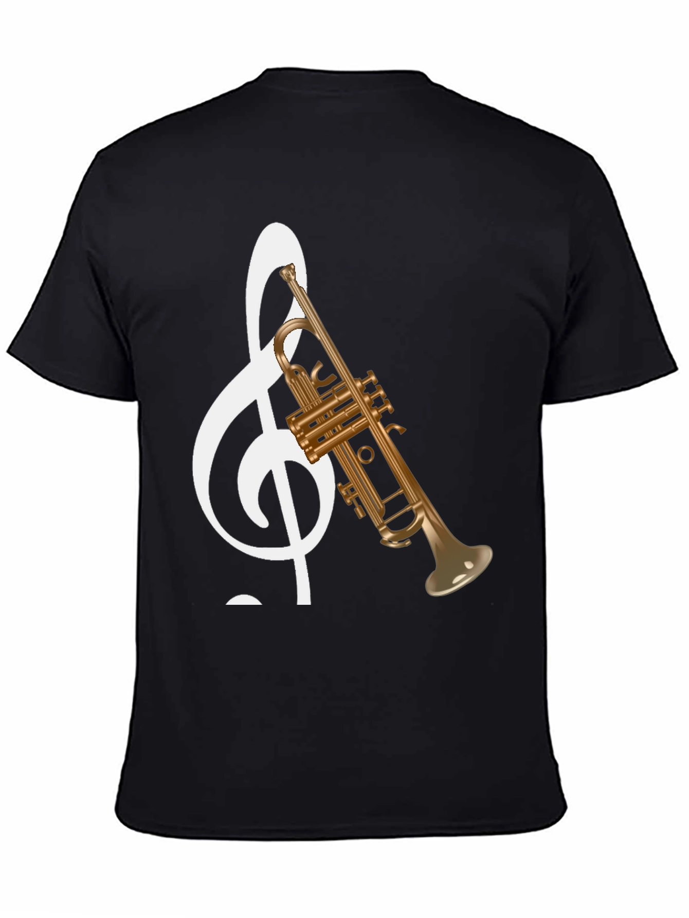 Musical Note Trumpet Graphic Tee - Black