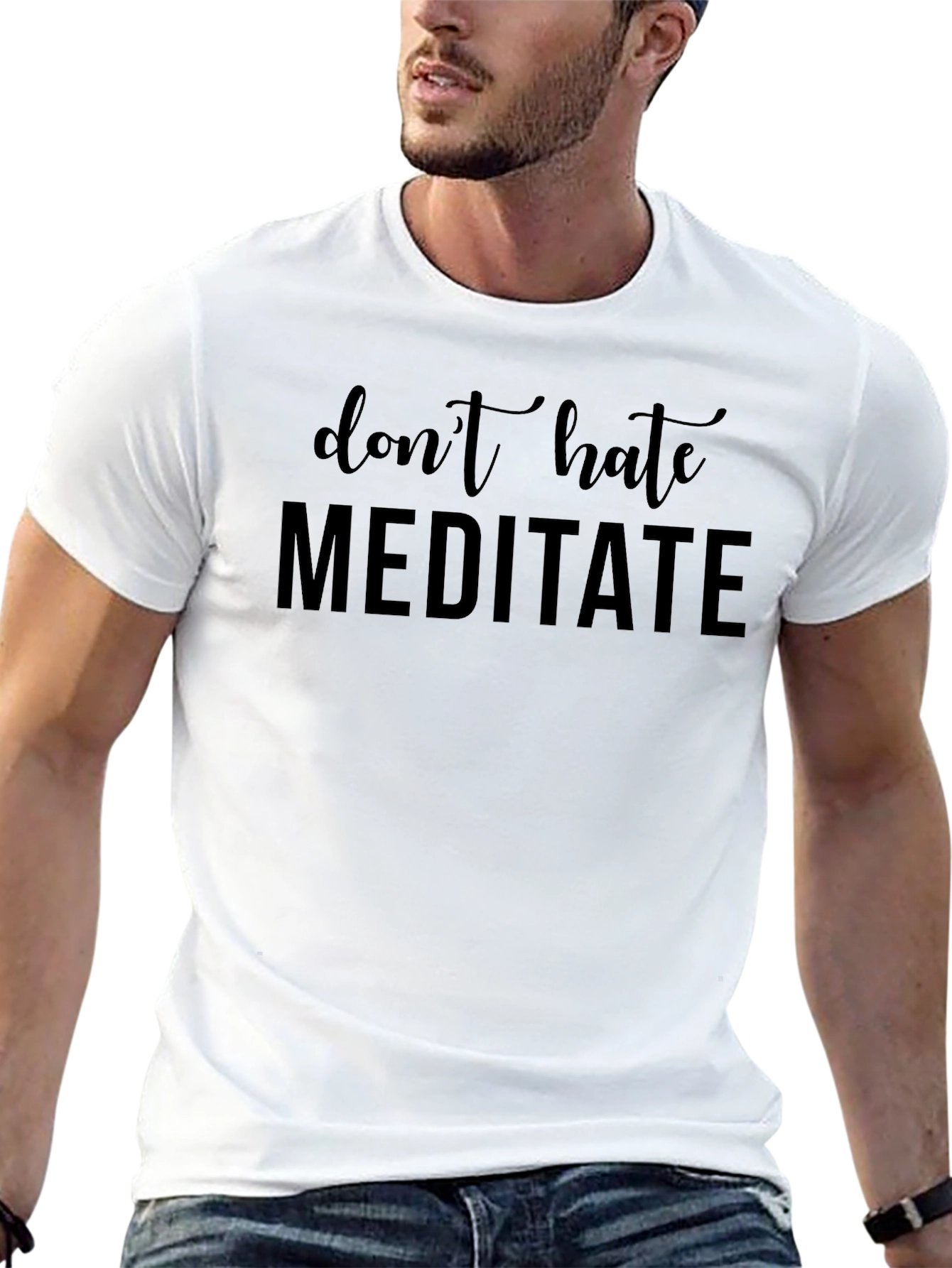Dont Hate Meditate Black Graphic T-Shirt
