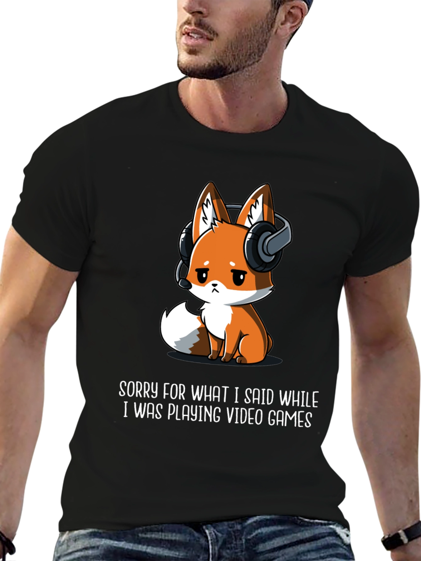 Gamer Fox Graphic Tee - Sorry for What I Said T-Shirt