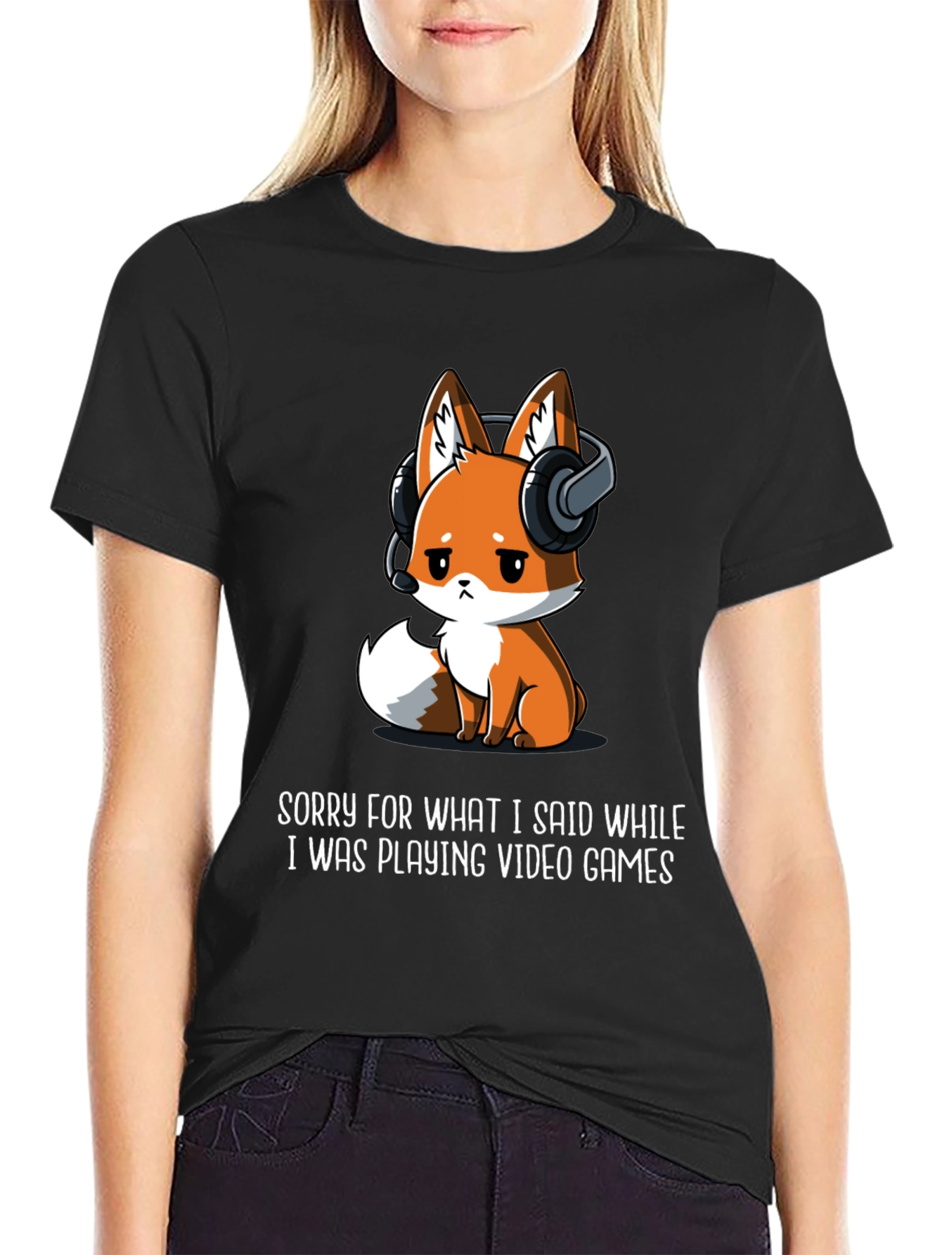 Gamer Fox Graphic Tee - Sorry for What I Said T-Shirt
