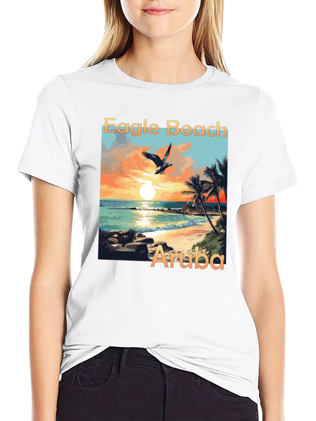 Eagle Beach Aruba Graphic Tee - Black T-Shirt