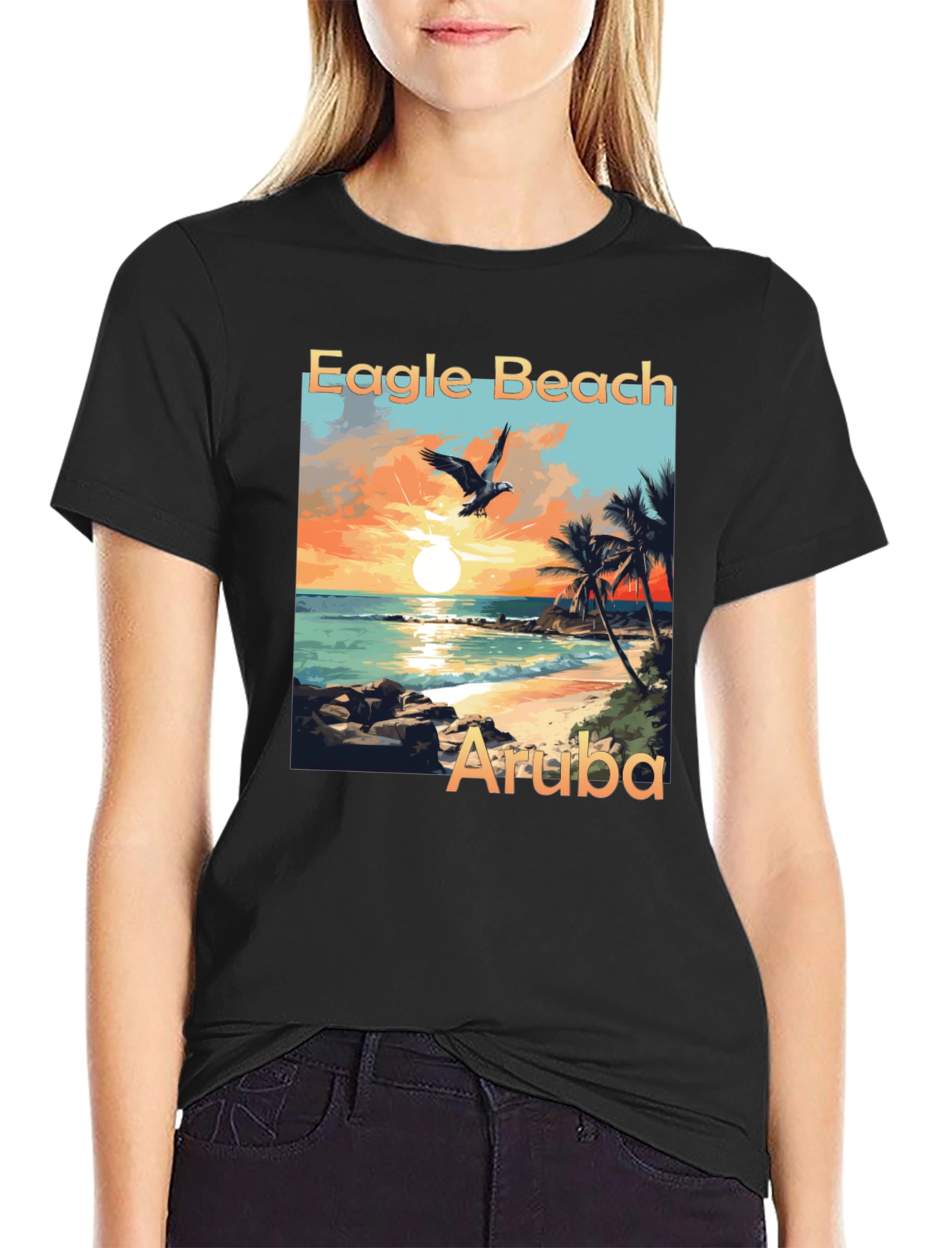 Eagle Beach Aruba Graphic Tee - Black T-Shirt