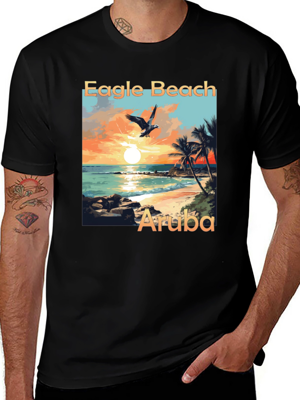 Eagle Beach Aruba Graphic Tee - Black T-Shirt