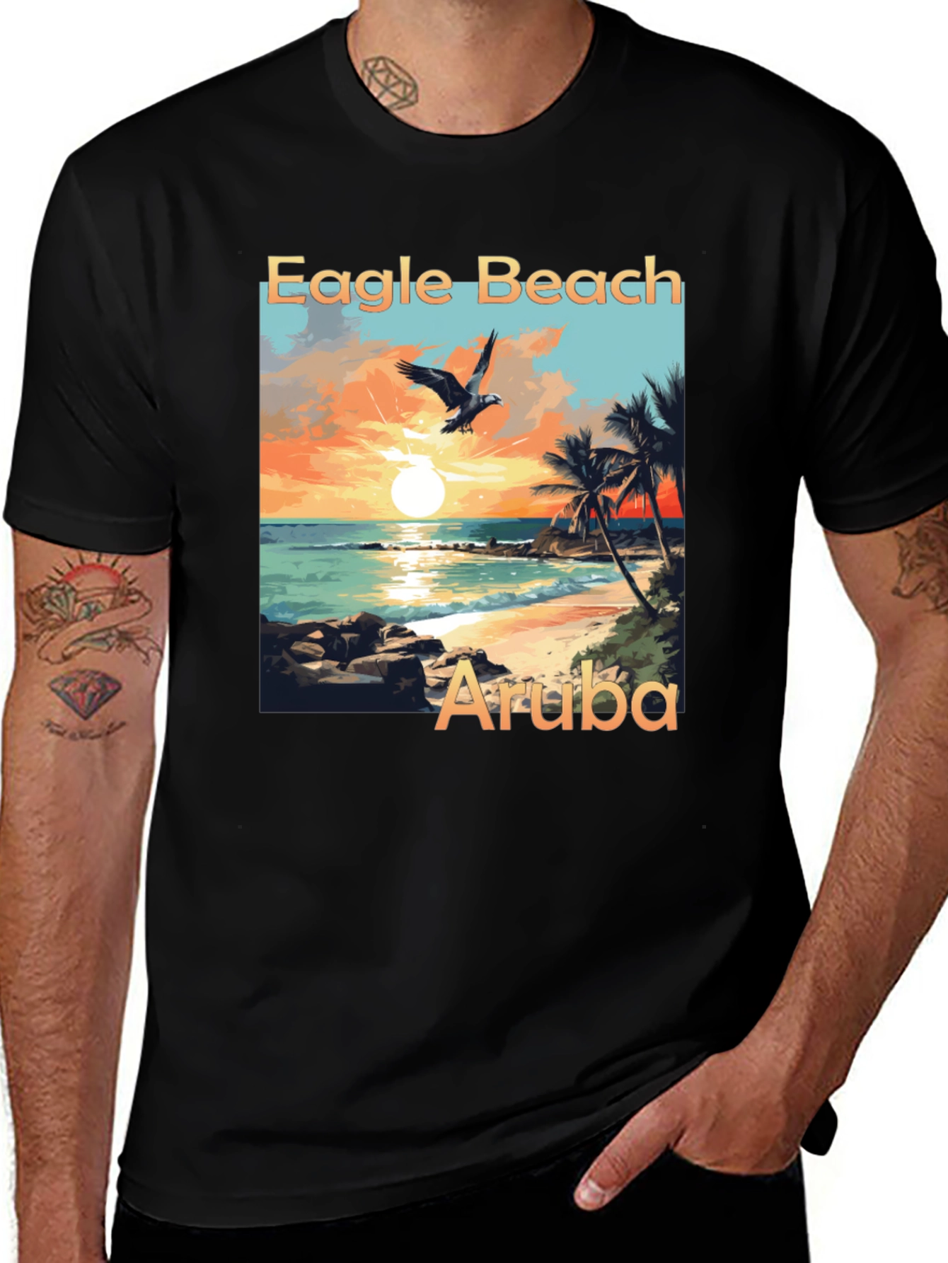 Eagle Beach Aruba Graphic Tee - Black T-Shirt