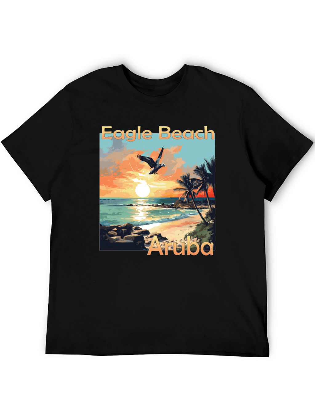 Eagle Beach Aruba Graphic Tee - Black T-Shirt