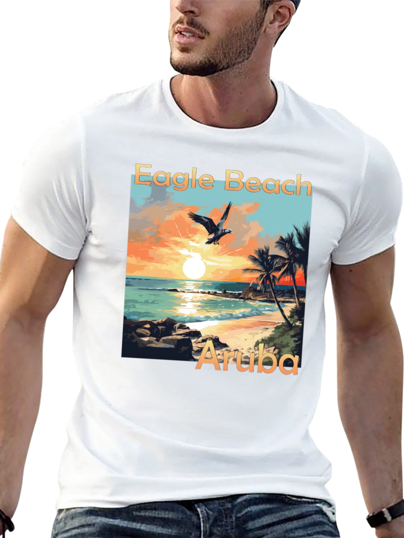 Eagle Beach Aruba Graphic Tee - Black T-Shirt