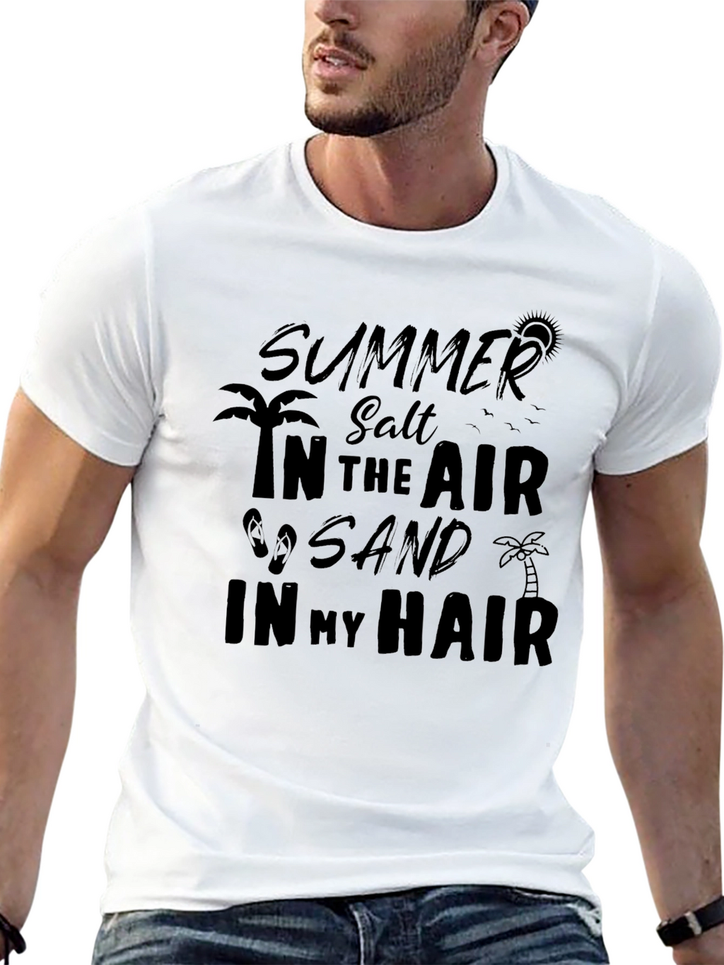 Summer Salt Sand Hair Graphic Tee - Black