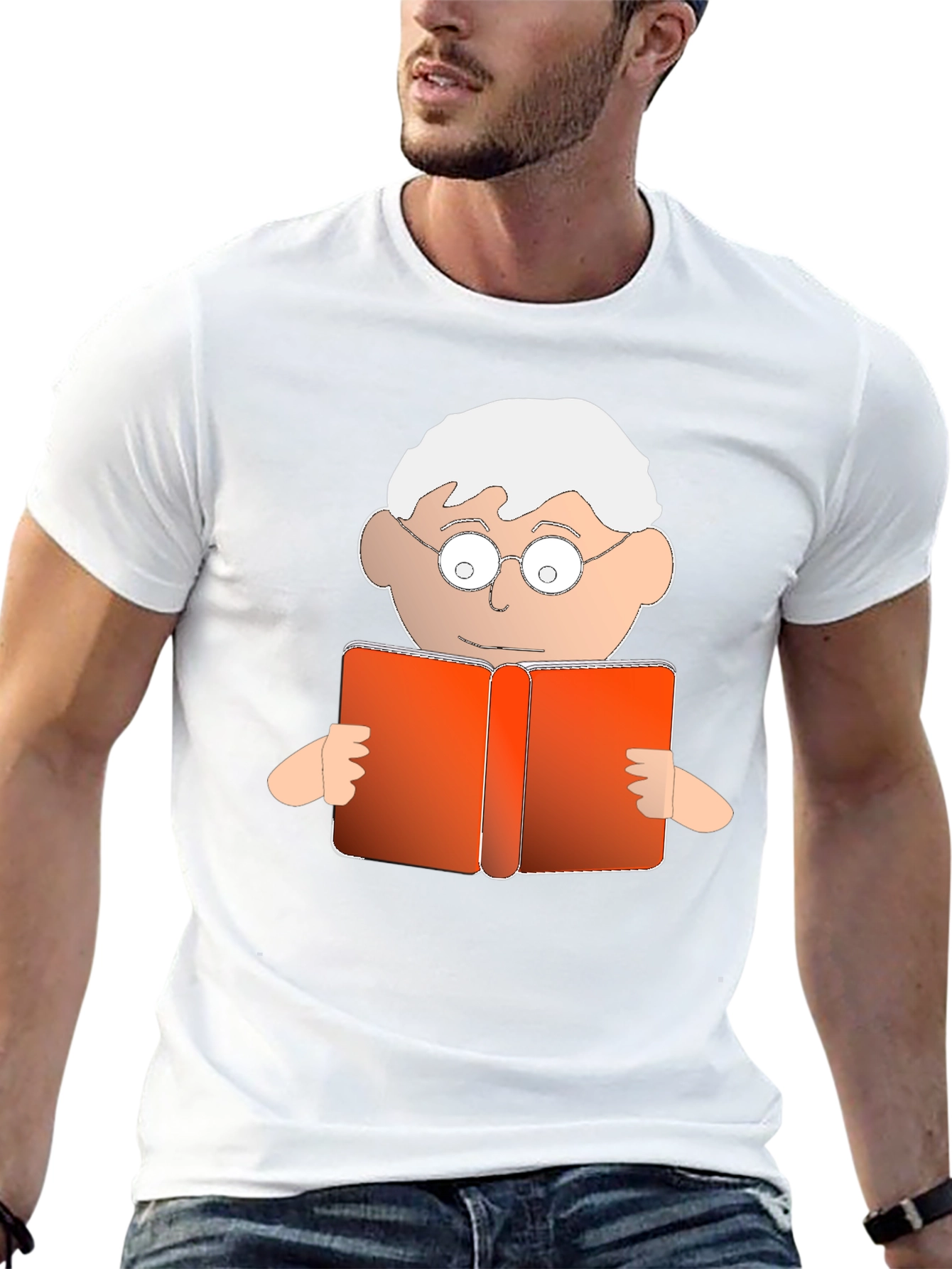 Cartoon Reader Graphic T-Shirt
