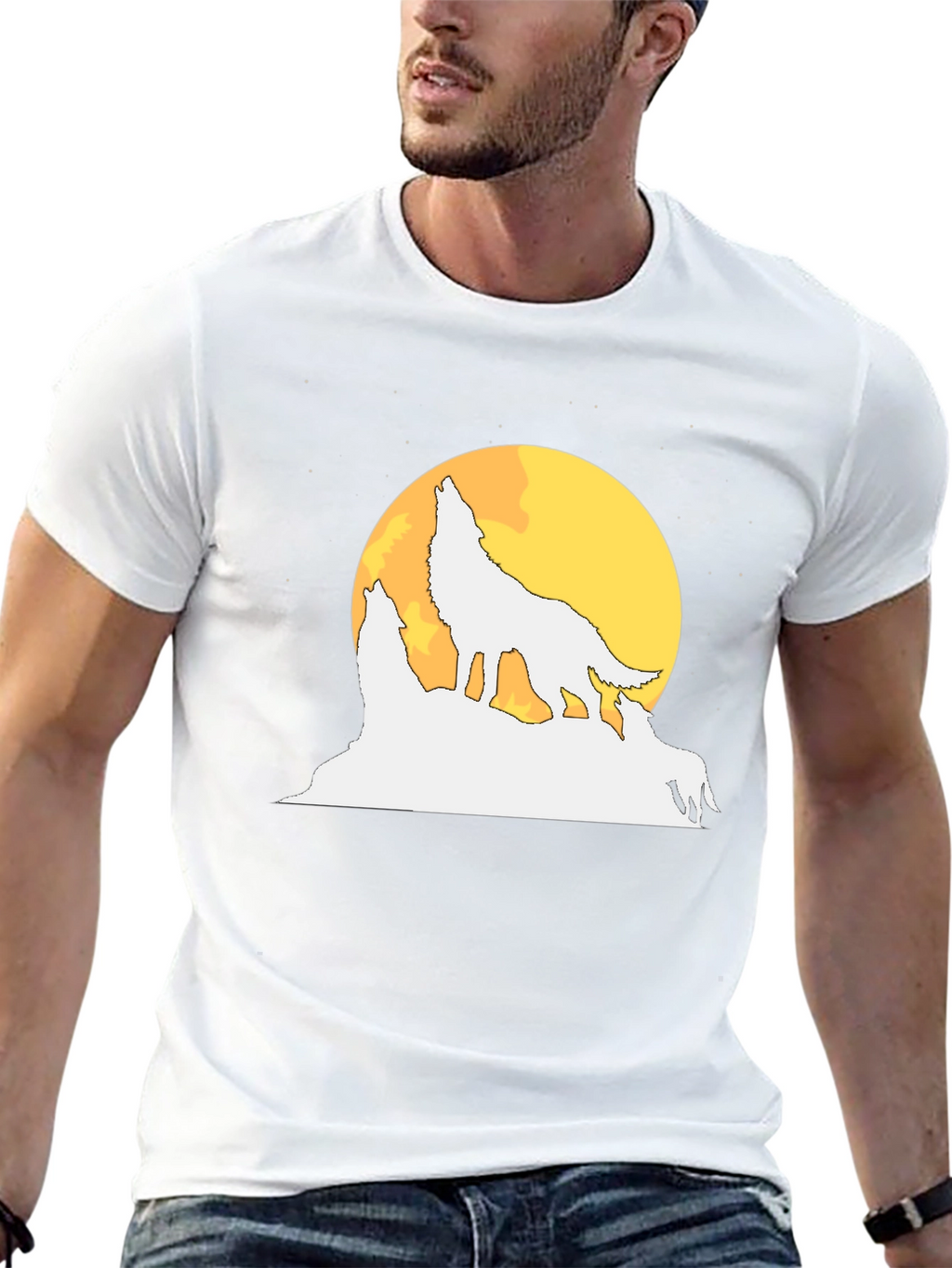 Wolf Pack Moon Graphic Tee - Black