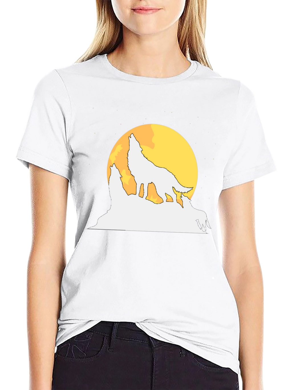 Wolf Pack Moon Graphic Tee - Black