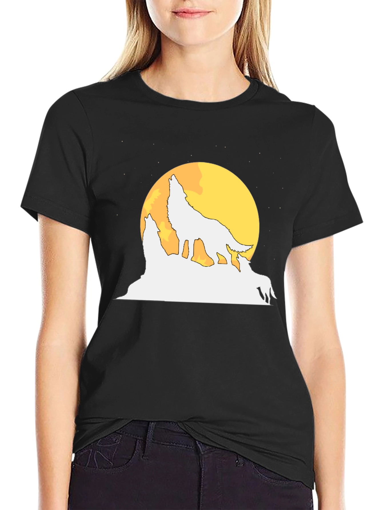 Wolf Pack Moon Graphic Tee - Black