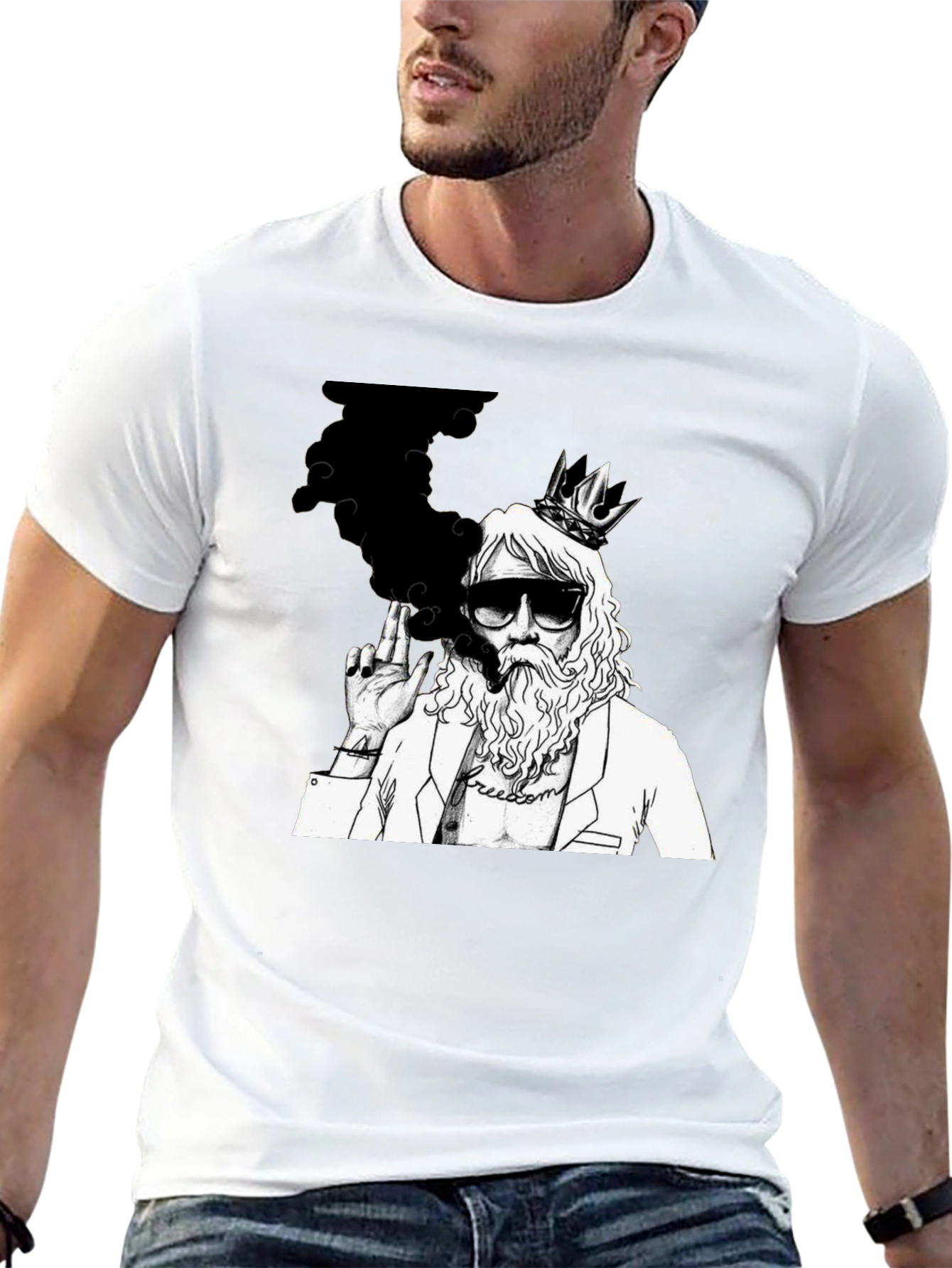 King Smoker Graphic Tee - Black Cotton Blend