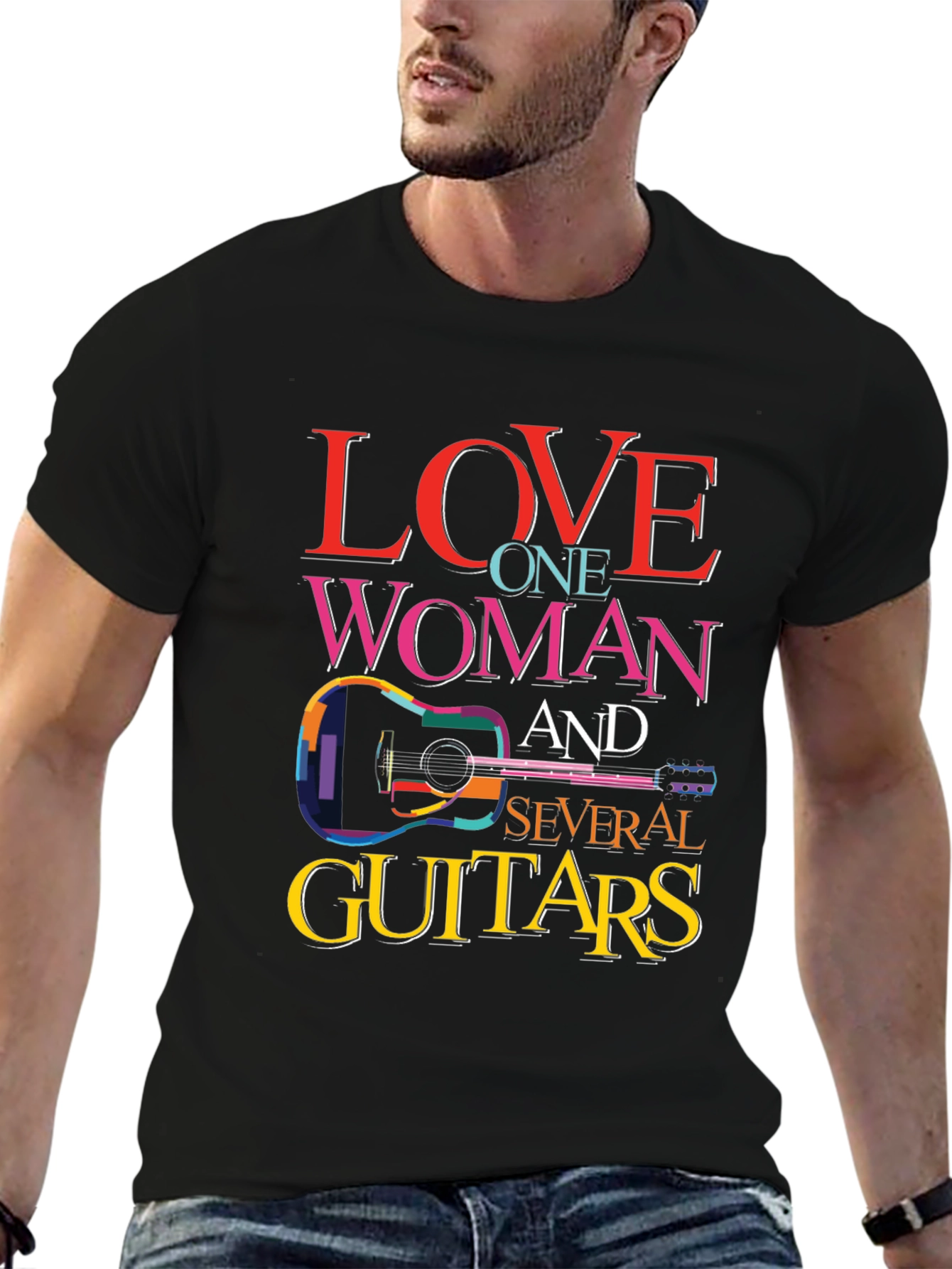 Love One Woman and Several Guitars Graphic T-Shirt