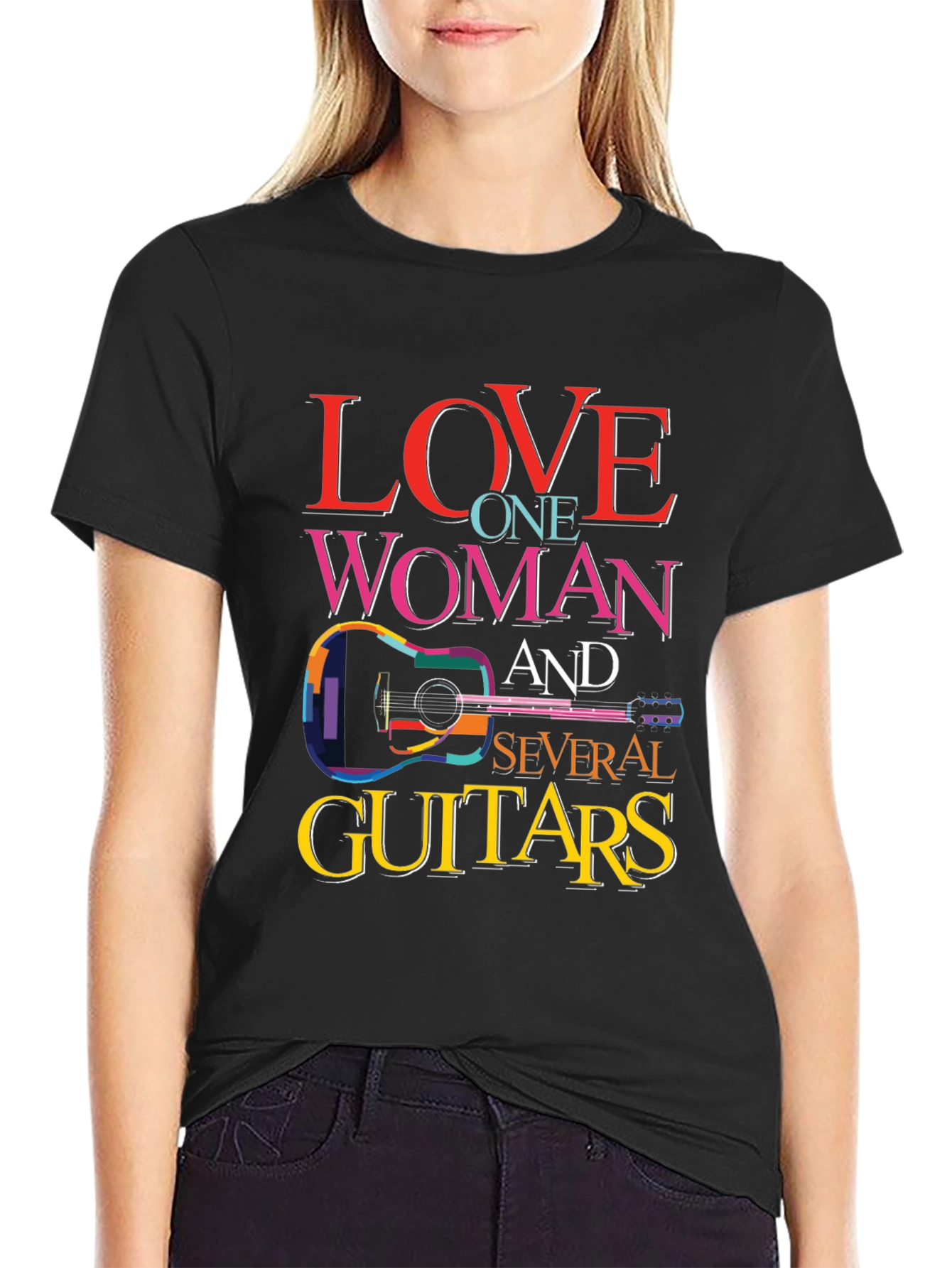 Love One Woman and Several Guitars Graphic T-Shirt