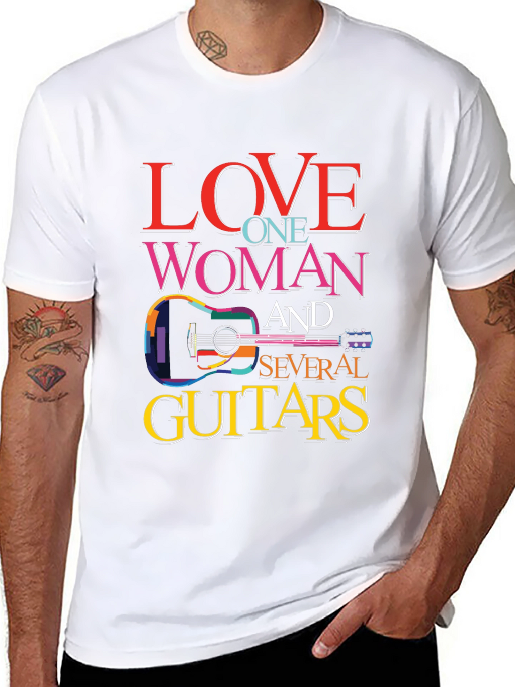 Love One Woman and Several Guitars Graphic T-Shirt