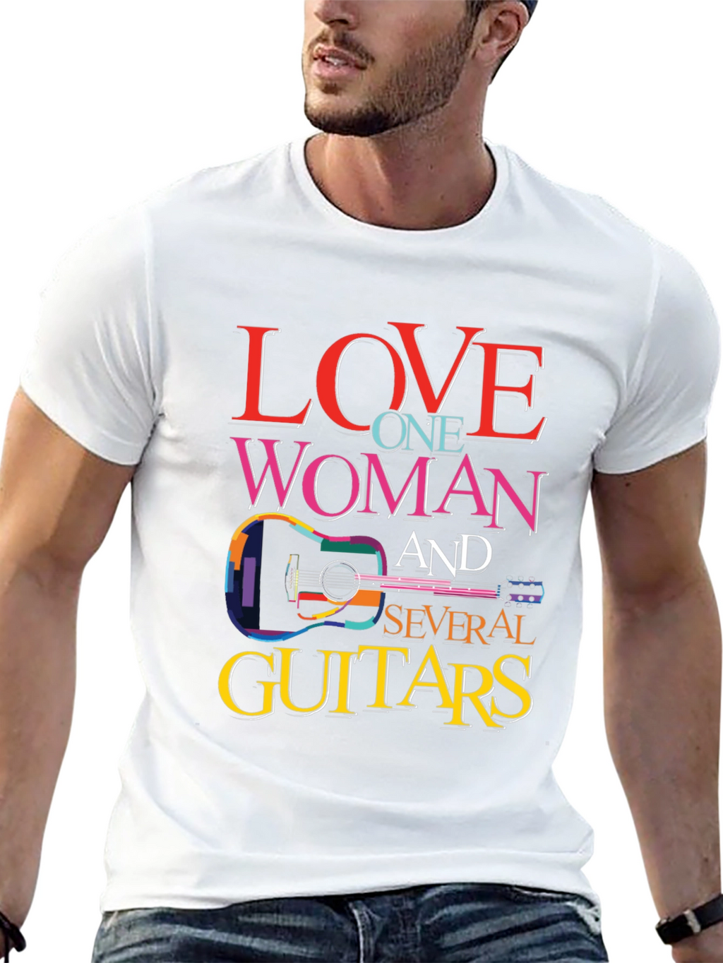Love One Woman and Several Guitars Graphic T-Shirt
