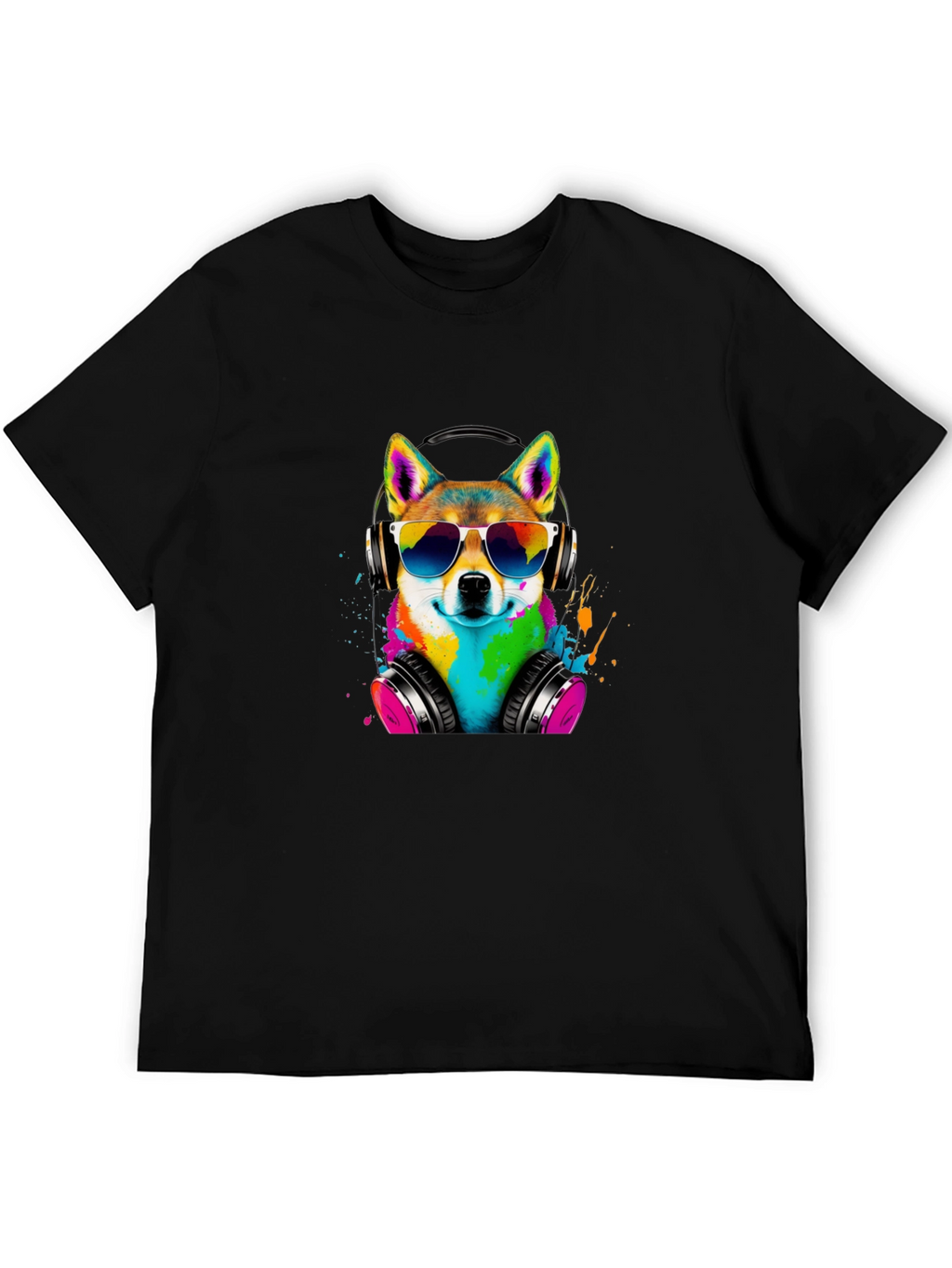 Cool Dog Tee - Shiba Inu with Headphones