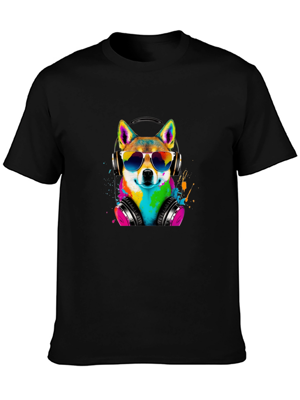 Cool Dog Tee - Shiba Inu with Headphones