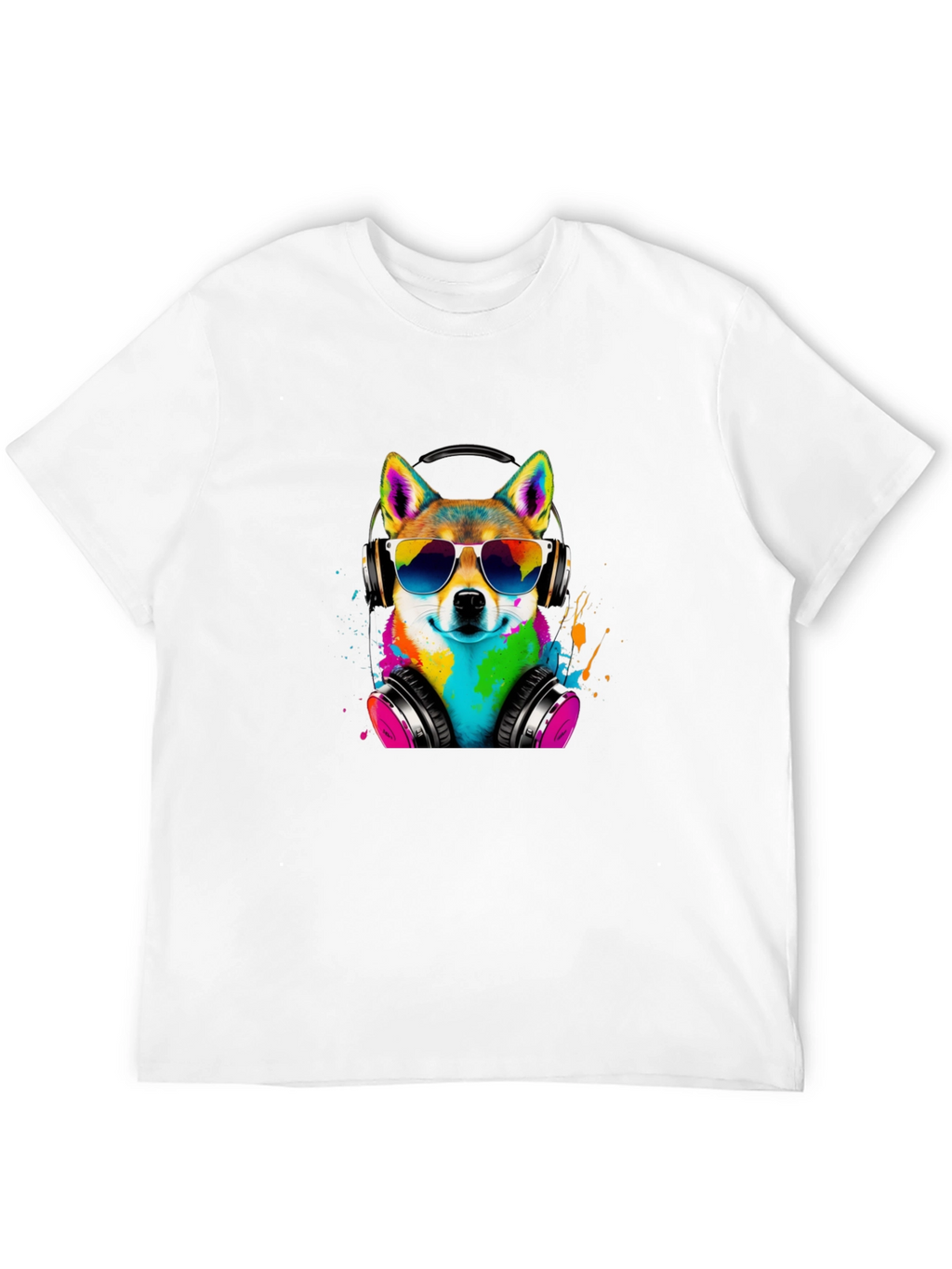 Cool Dog Tee - Shiba Inu with Headphones