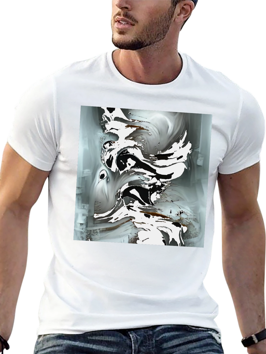 Abstract Art Graphic Tee - Modern Black T-Shirt