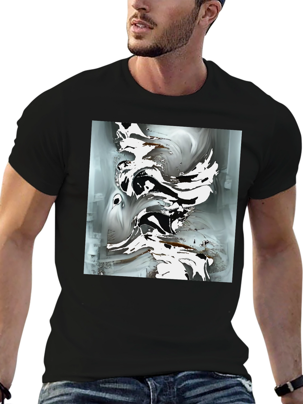 Abstract Art Graphic Tee - Modern Black T-Shirt