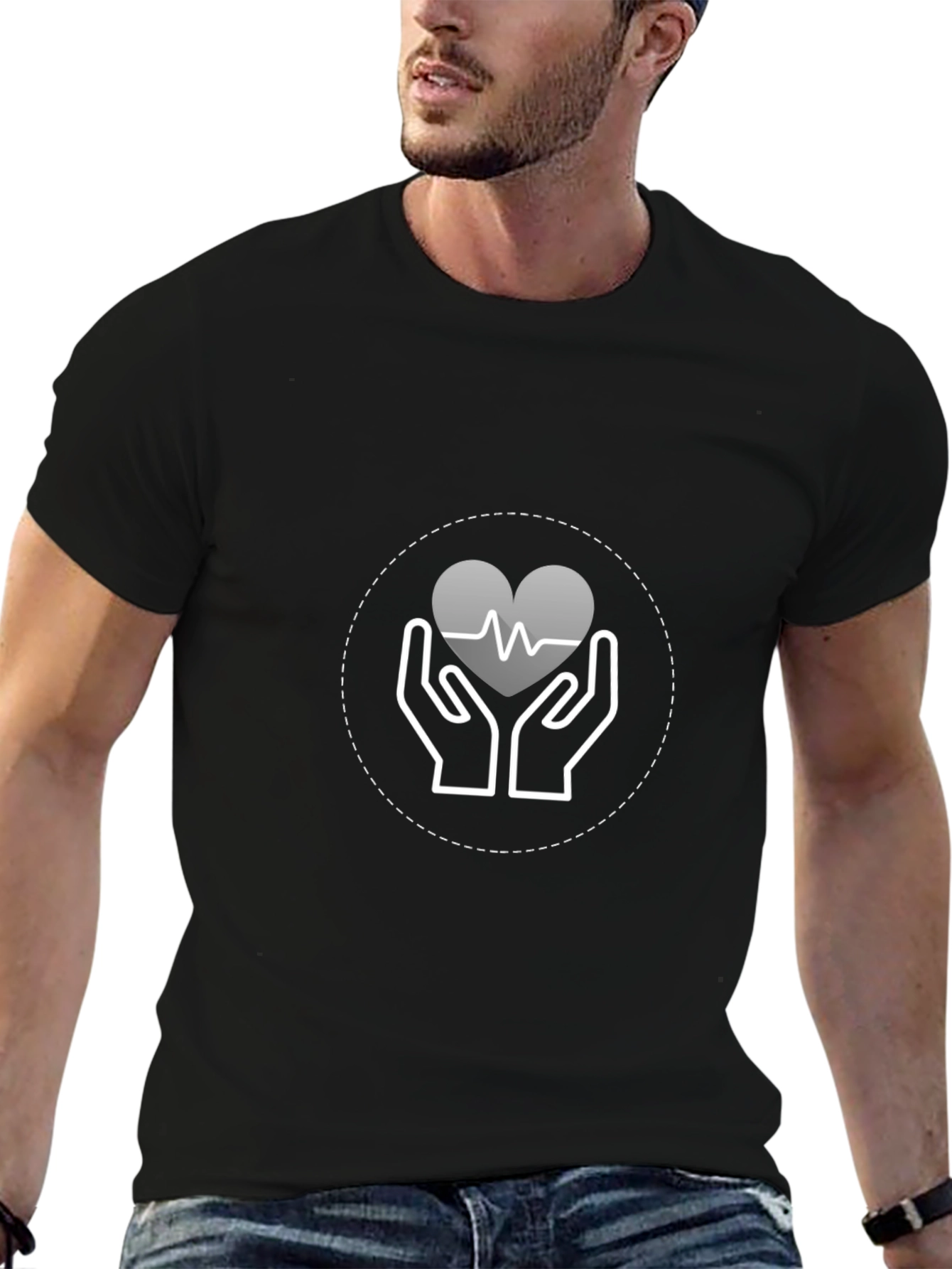 Heartbeat Hands Graphic Tee - Black