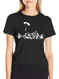 Parachute Mountain Graphic Tee - Black Cotton T-Shirt
