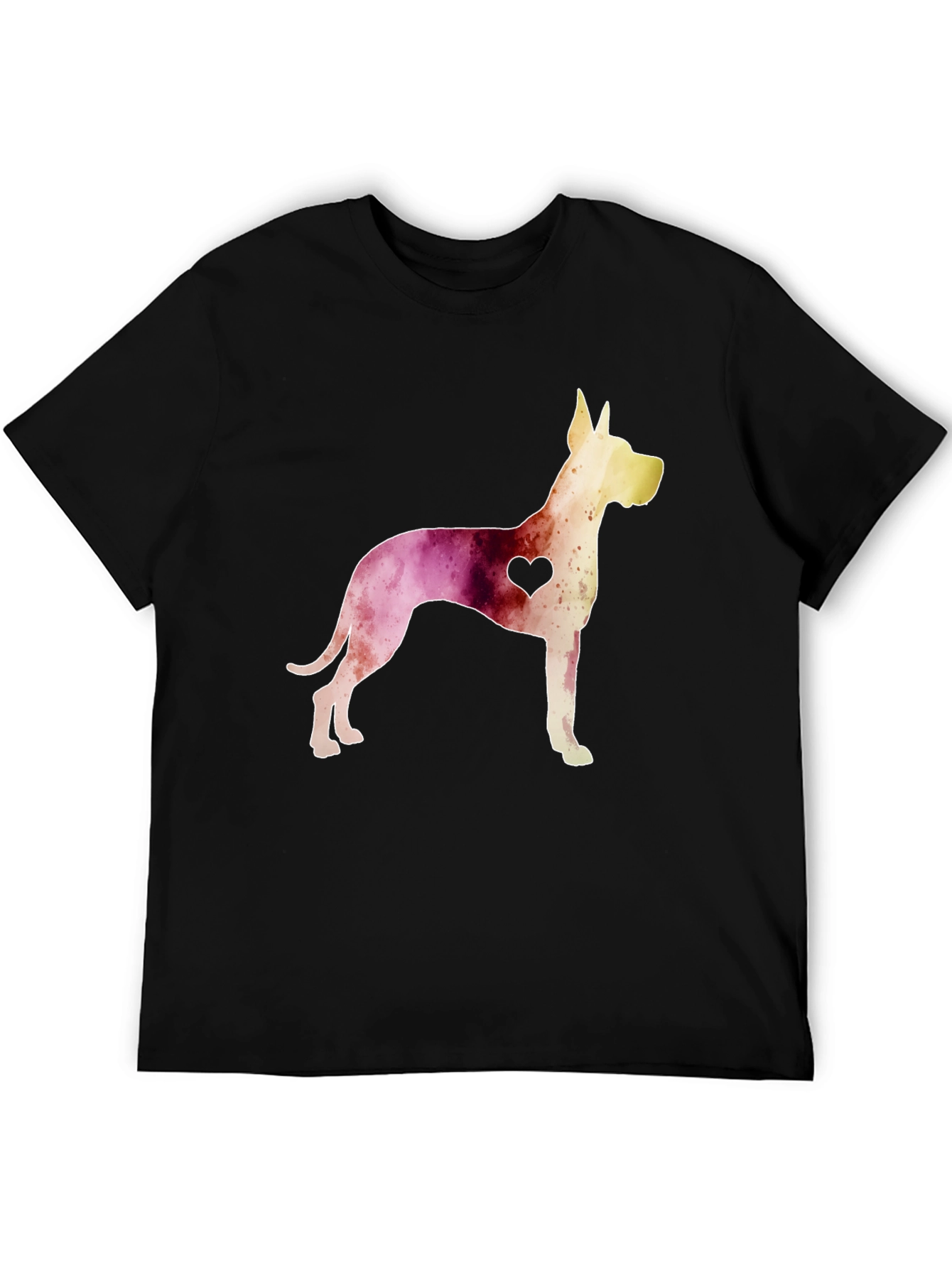 Watercolor Dog Breed Heart T-Shirt - Black