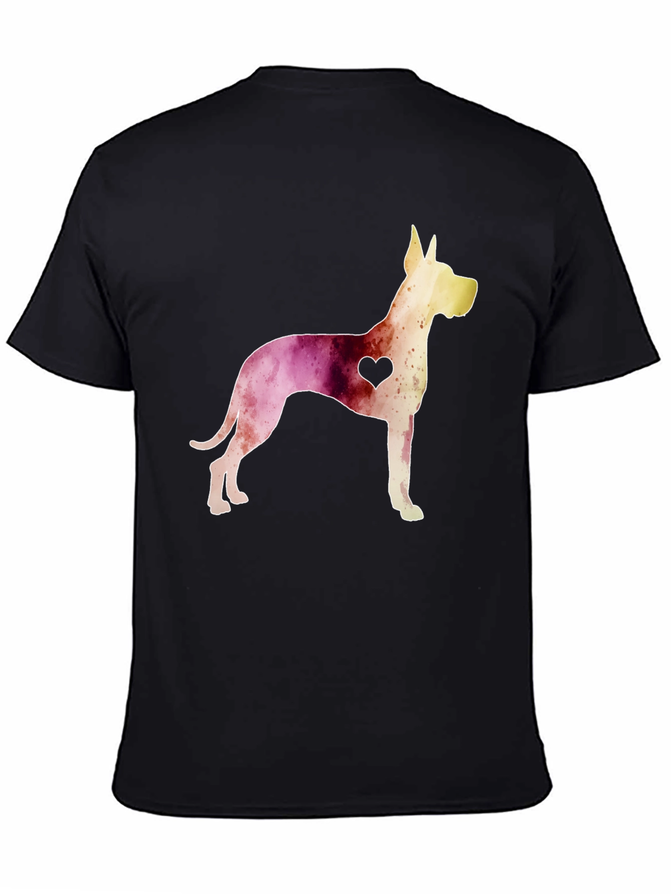 Watercolor Dog Breed Heart T-Shirt - Black