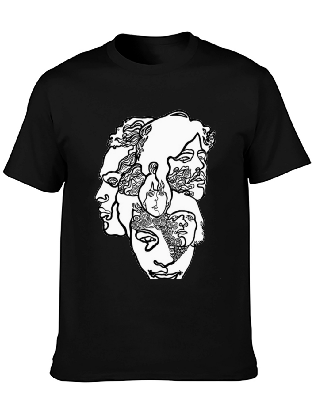 Abstract Faces Graphic T-Shirt - Unisex Crew Neck